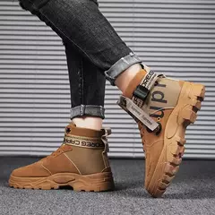 Botas masculinas 2024 novo outono dedo do pé redondo alta bunda plataforma de fundo grosso botas na moda grande 46 rendas até aumento de altura botas ao ar livre - Wolf Magazine