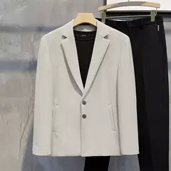 Blazer fino de negócios masculino, roupas estilo coreano, casaco casual, terno elegante, jaquetas marrons, de alta qualidade, 2024 na internet