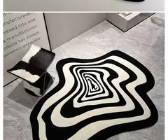 Imagem do Tapete Irregular Lavável à Máquina, Tapete Moderno, Tapete, Capacho de Entrada, Tapetes, Preto e Branco, Decoração para Casa, Sala, Quarto