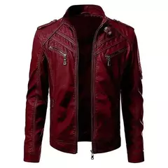 Jaqueta masculina de couro PU falso, casacos masculinos slim fit, outwear preto
