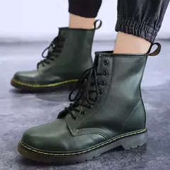 Imagem do Botas de couro genuíno clássico de seis furos para homens e mulheres, bota curta, bota de equitação ao ar livre, estilo britânico, moda, tamanho 35-48