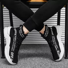 Sapatilhas de topo alto masculinas, sapatos casuais de malha, meias confortáveis respiráveis, sapato de caminhada ao ar livre, moda - loja online
