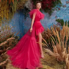 Vestido de baile com trem longo destacável, Vestido de formatura sexy, Vestidos de festa românticos, Vestido formal de noite baixa na internet