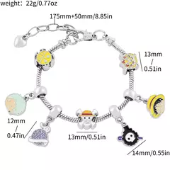 Pulseiras de uma peça anime figura macaco d. Luffy pirata contas correntes diy encantos pulseira para mulheres jóias presentes de festa - Wolf Magazine