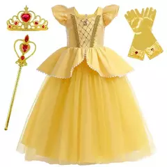 Rapunzel vestido para meninas cinderela belle vestir-se fantasia crianças aniversário princesa traje crianças roupas de festa de halloween 3-10y - comprar online