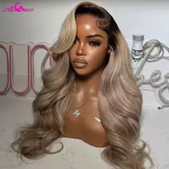 Cinza loira perucas de cabelo humano 180 densidade 13x4 13x6 onda do corpo peruca dianteira do laço para as mulheres sem cola ombre loira colorido peruca dianteira do laço na internet