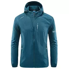 Imagem do Verão Ao Ar Livre Quick Dry Sun-Protective Thin Jacket Homens Caminhadas Pesca Ciclismo Com Capuz Ginásio Esporte Blusão Ultra Light Coats