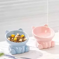 Tigela para gatos, acessórios para animais de estimação, cerâmica, diagonal, pés altos, proteção fofa, coluna cervical, tigela para cachorro, bebida, água, suprimentos para animais de estimação - Wolf Magazine