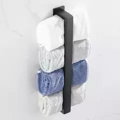 Toalha de aço inoxidável para banheiro, cremalheira de parede, sem broca, cabide preto, prateleira de chuveiro, cozinha rack, auto-adesivo - comprar online