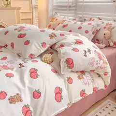 Conjunto de lençol impresso bonito para crianças, estilo cartoon, conjunto de cama respirável, cama King e Queen durável - Wolf Magazine