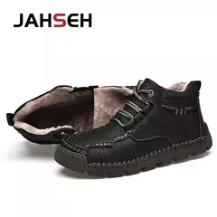 Jahseh novo couro botas de inverno com pele botas de tornozelo homens lazer mant - comprar online
