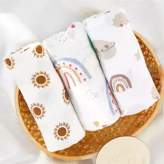 Kangobaby-Cobertor de swaddle de bambu algodão musselina do bebê, envoltório recém-nascido, colcha infantil, venda quente, minha vida macia, 120x110cm, 3Pcs Set