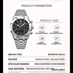 BINBOND-Relógio de pulso masculino impermeável em aço inoxidável, relógio casual, relógio de luxo, data luminosa, calendário, Top Brand, B0161 na internet