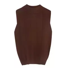 Blusa de malha elástica feminina, Tops femininos, roupa casual, sem mangas, monocromática, moda coreana, primavera, verão, novo, 8623 50 - comprar online