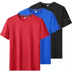 Homens de secagem rápida extragrande em torno do pescoço camiseta de manga curta, verão camisetas esportivas, fitness correndo t-shirt, plus size, 6XL, 7XL, 3pcs - loja online