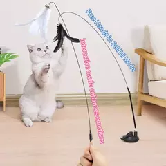 Imagem do Brinquedo interativo para gatos, mãos livres, vara para gatos, gatinho, varinha teaser, ventosa, pássaro/pena, varinha para gatos, suprimentos para animais de estimação