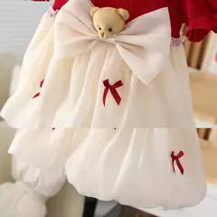 Prorow-Patchwork Organza Dress para recém-nascidos, roupas de bebê, Princess Party Dress, Decoração bonito do urso, Vestidos de menina infantil - comprar online