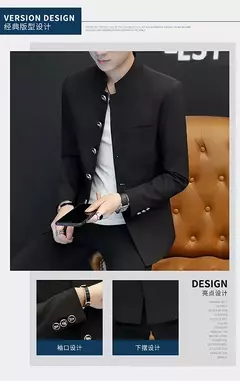 Jaqueta de negócios estilo chinês masculina, terno fino, casual, high-end, simples, elegante moda, festa, compras, cavalheiro, alta qualidade, 2022 - loja online