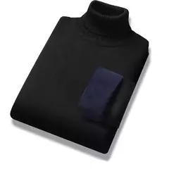 Pulôver de gola alta masculino, gola alta, velo, quente, slim fit, suéter casual, jumper monocromático, tendência de inverno, 4XL