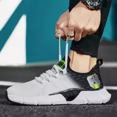 Tênis de corrida antiderrapante masculino, tênis de corrida leve e suave, calçados esportivos casuais ao ar livre, resistente ao desgaste de caminhada, escolha na internet