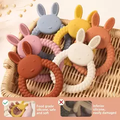 Bebê silicone dentição anel, coelho dos desenhos animados, roedor, comestível, acessórios diy, brinquedos molares, chocalho, 1pc - loja online