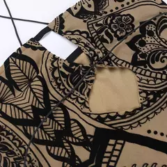 Imagem do Elegante vestido curto feminino, flor flocada, design oco, vestidos halter, Europa e Estados Unidos, temperamento de vento, novo, 2024