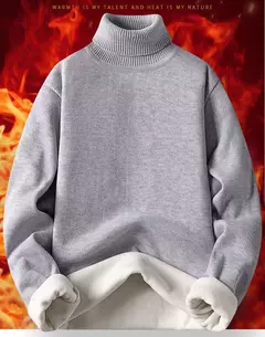 Pulôver de gola alta masculino, gola alta, velo, quente, slim fit, suéter casual, jumper monocromático, tendência de inverno, 4XL na internet