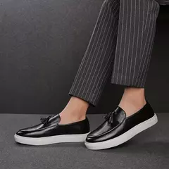 Sapatos casuais de couro de verão sapatos de escritório para homens de condução mocassins confortáveis deslizamento em sapatos de moda de festa - loja online