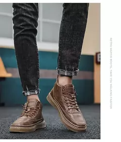 Botas masculinas de inverno sapatos de couro de alta qualidade moda sapatos de algodão moda botas de tornozelo negócios casuais sapatos ao ar livre tênis masculinos novo - loja online