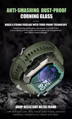Original C20 Militar relógio inteligente para homens, camuflagem, exército, ao ar livre, IP68, 5ATM impermeável, esportes, freqüência cardíaca, sangue, oxigênio, smartwatch - comprar online