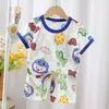 Conjunto de camiseta e shorts de manga curta para bebês meninos e meninas, roupas de urso de desenho animado, pijama de verão, 2 peças