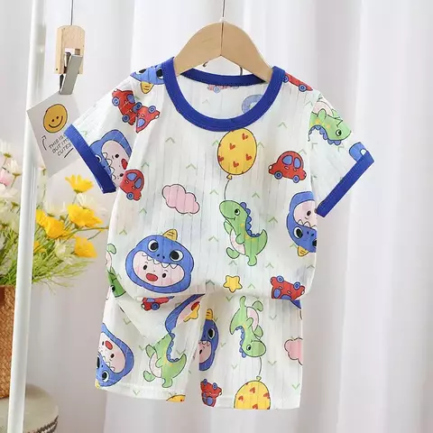 Conjunto de camiseta e shorts de manga curta para bebês meninos e meninas, roupas de urso de desenho animado, pijama de verão, 2 peças