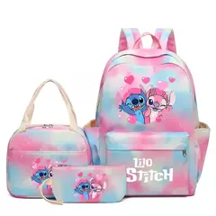 Disney Cartoon School Bookbag para crianças, Lilo e Stitch Student, Boy and Girl Schoolbag, mochila colorida com lancheira, adolescente, 3pcs por conjunto - Wolf Magazine