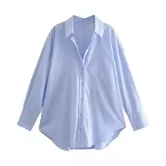 TRAF-Camisa multicolor de botões para mulheres, blusa de manga comprida, blusas extragrandes, streetwear feminino, verão na internet