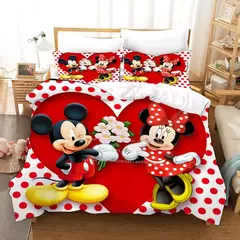 Disney Mickey Mouse Conjunto de cama para meninos, colcha única, capa de edredão, decoração do quarto infantil, queen e king size, quarto casal, 3 PCs