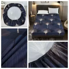 Kuup poliéster impermeável desenhos animados cabido folha, cama king size tampa, sem fronha, elástico, em torno do colchão, 360 ° - Wolf Magazine