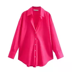 TRAF-Camisa multicolor de botões para mulheres, blusa de manga comprida, blusas extragrandes, streetwear feminino, verão - loja online