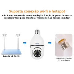Kerui 2mp hd e27 lâmpada 2.4g wifi câmera ip proteção de segurança em casa vigilância cctv visão noturna rastreamento automático - comprar online