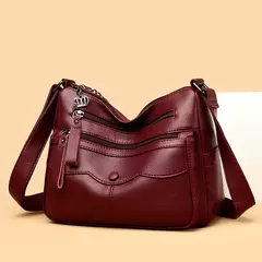 Bolsa de ombro de couro macio para mulheres, grande capacidade, bolsa mensageiro, alta capacidade, nova moda, mãe transfronteiriça, 20024 na internet