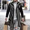 Outono inverno retro impressão de lã casaco masculino casual único breasted lapela manga longa casaco moda masculina bolso solto meados longo jaqueta