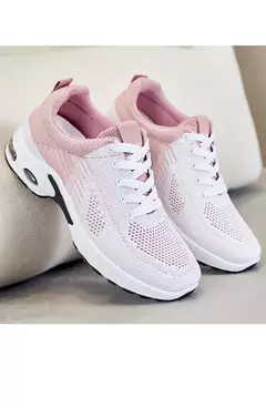 Tênis de corrida respirável feminino, tênis feminino, malha leve, almofada de ar, calçados esportivos, ao ar livre, com renda, treinamento, verão, novo - comprar online