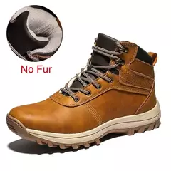 DEKABR-Botas de neve de pele de couro genuíno masculinas, sapato impermeável d