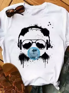 Maycaur-camiseta de manga curta para mulher, top solto com estampa de panda fofa, casual e solta, verão na internet