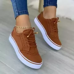 Tênis liso casual feminino, versátil com renda, tênis de caminhada, tamanho grande, moda primavera, novo, 2024 - loja online