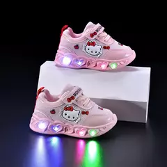 Sanrio led crianças sapatos para meninas bonito dos desenhos animados olá kitty sapatos de verão menina kawaii sapatos de fundo macio tênis casuais na internet
