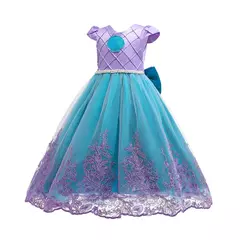 Meninas escala roxa princesa sereia ariel cosplay vestido de halloween vestido de festa de aniversário meninas verão praia vestido de férias - comprar online
