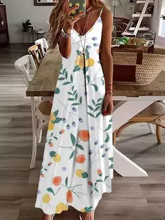 Vestido de cabeçada com estampa floral elegante feminino, casual roupas de praia, plus size, férias, Havaí, novo, 2024 - loja online