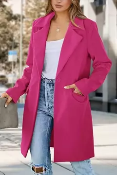 Jaqueta de gola virada para baixo feminina, mistura de lã, casacos longos, casacos femininos, roupas de inverno - comprar online