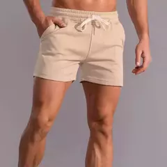 Calção de esportes fitness masculino, algodão americano, cinza, corrida, treinamento, lazer, stretch, agachamento, calça 3/4 masculina, verão na internet