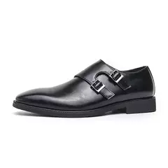 Sapatos masculinos de couro monge, vestido retrô clássico, fivela de dedo apontado, macio e confortável, escritório e casamento - comprar online